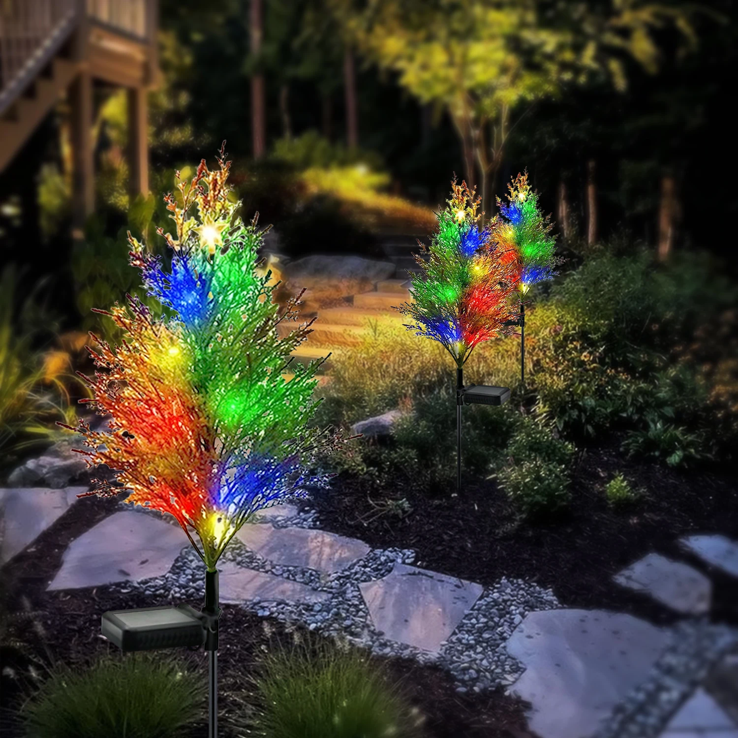 Impermeável LED Solar Tree Light, Variação Multi-Color, Decoração de Natal ao ar livre, atmosfera, 1 pc