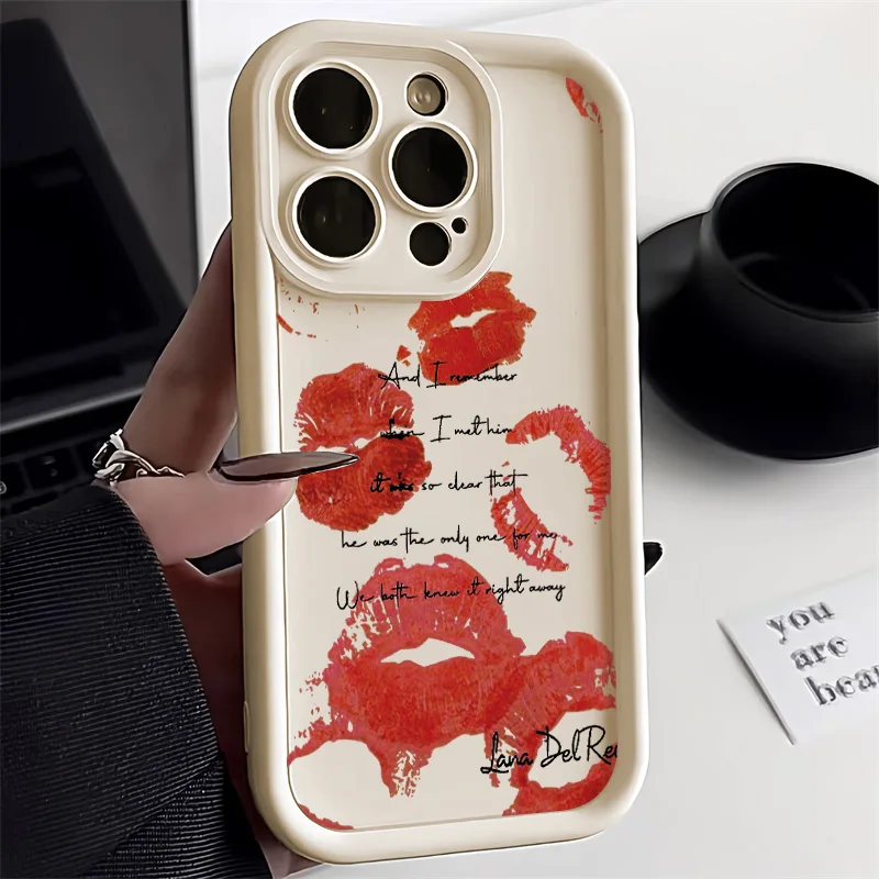 

Sexy Girl Red Lips Phone Case For iPhone 15 Pro Case iPhone 13 11 12 14 Pro Max XR XS Max X 7 8 Plus SE Silicone Soft Back Cover