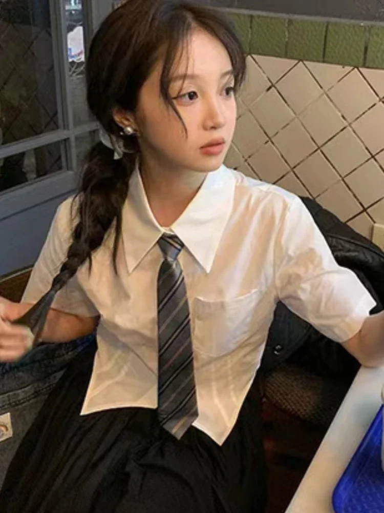 

Preppy Style Shirts Women Simple Vintage Summer Casual Harajuku All-match Daily JK Students Streetwear Fashion Aesthetic Ulzzang