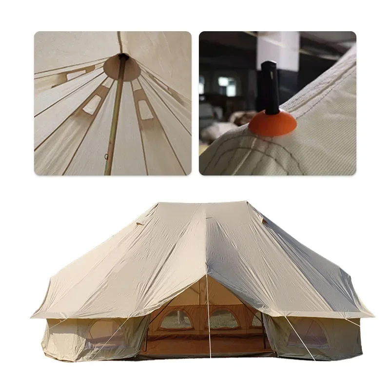 Waterproof Hot Selling Factory Price 6m 7m 8m Extra Large Canvas Emperor Bell Tent For Camping