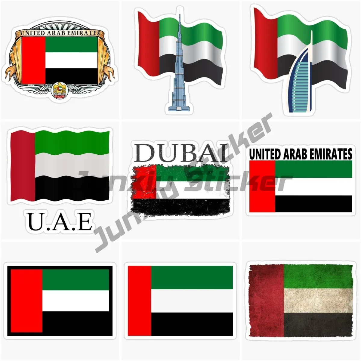 UAE Scenic Dubai National Flag Emblem, and Badge Motorcycle Car Window Decal PVC Vinyl Self-adhesive Decals