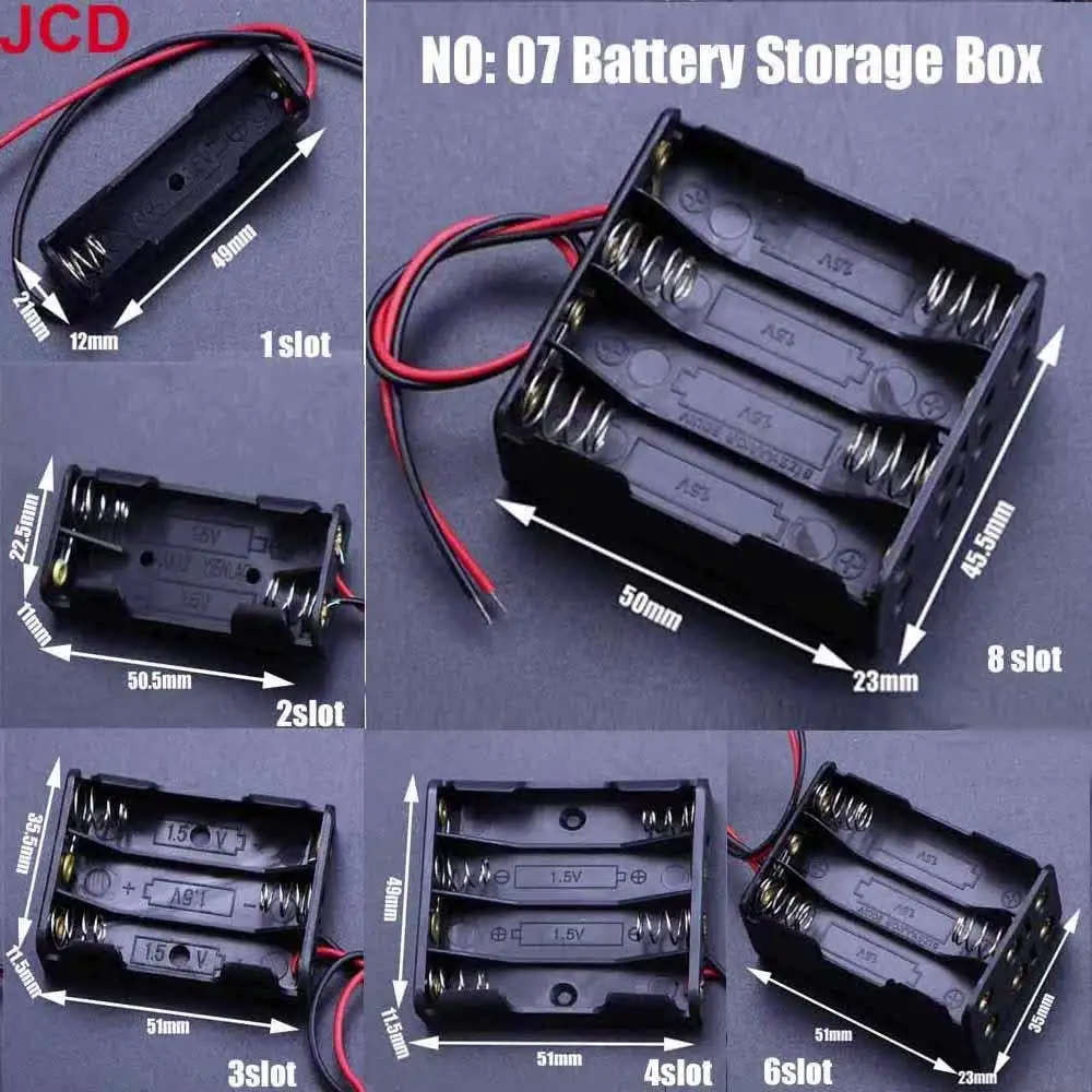 JCD 1pc AAA No.7 Battery Storage Box Enclosure Bracket Leads With