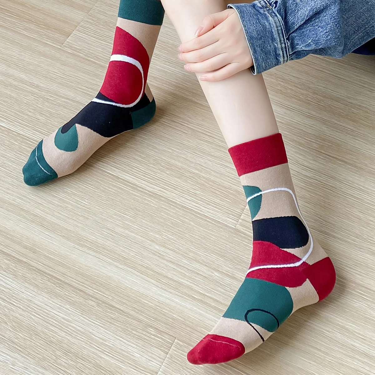 Лоскутные школьные винтажные короткие носки, домашние женские носки для сна большого размера для подростков, санитарные женские хипстерские Новинки на зиму