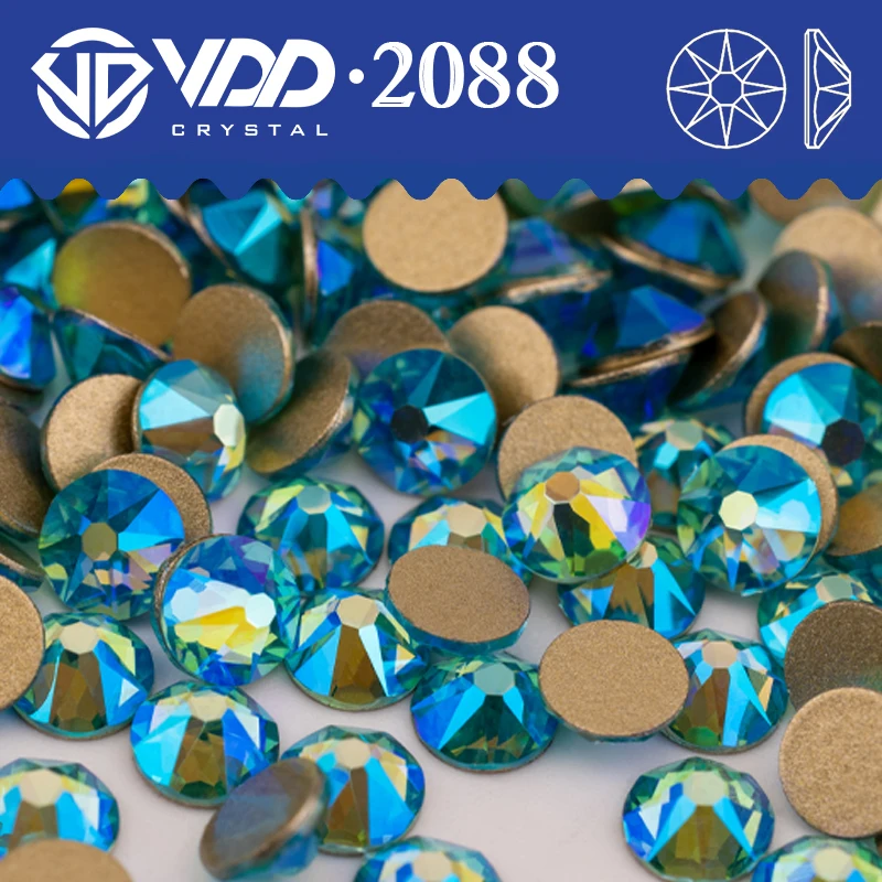 VDD 075 Aquamarine AB SS16-SS30 High Quality AAAAA 2088 Rhinestones Crystal Flatback 16cut Stones For DIY Nail Art Decoration