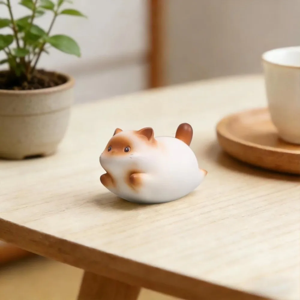 New Cartoon Fu Rui Cat Rocking Figurine Mini Home Decor Cat Creative Siamese Cat Desktop Decoration