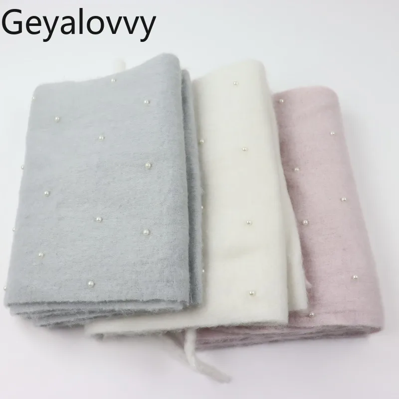 

Winter Loop Imitation Mohair Scarf Japanese Style Solid Color Neck Warmers Versatile Pearl Thickened Warm Sweet Girl Scarves