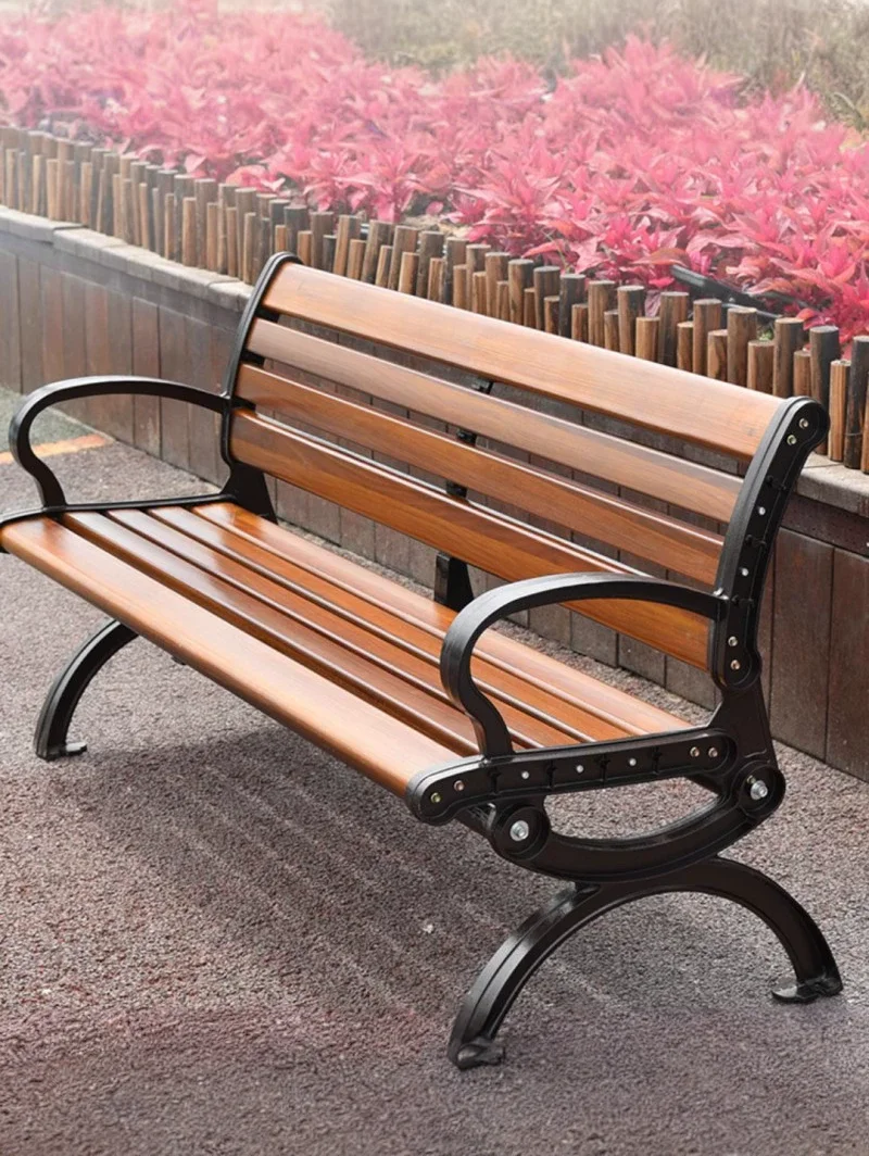 Park chairs, outdoor benches, outdoor waterproof backrests, solid wood chairs, anti-corrosion chairs, leisure plastic long woode