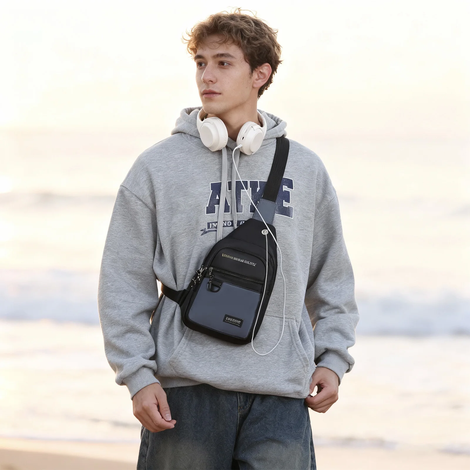 

Small Sling Bag for Men Travel Tactical Crossover Shoulder Bag Nylon Casual Chest FannyPack Waterproof Side Crossbody Bag Hiking