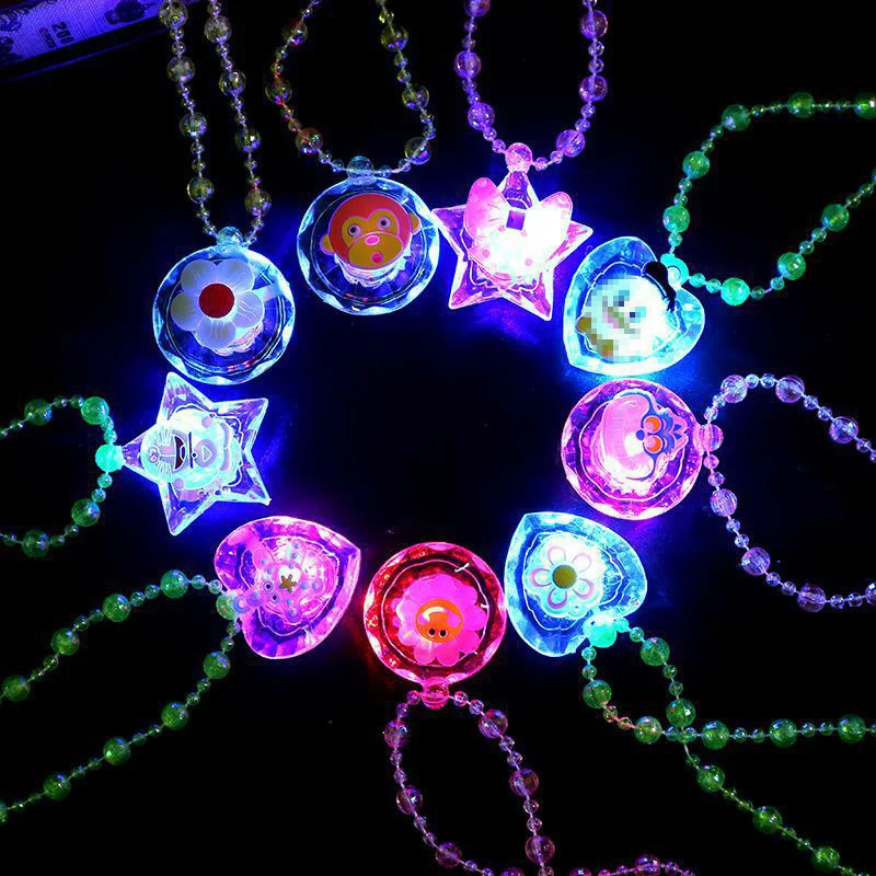 

5Pc New Cartoon Cute Children Light-emitting Acrylic Beads Necklace Creative Fashion Light-emitting Necklace Birthday Party Gift