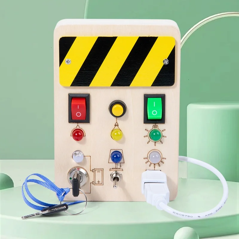 

Wooden LED Light Busy Board Switch Socket Toy Toddler Early Education Hands-on Brain Training Sensory Educational Gift