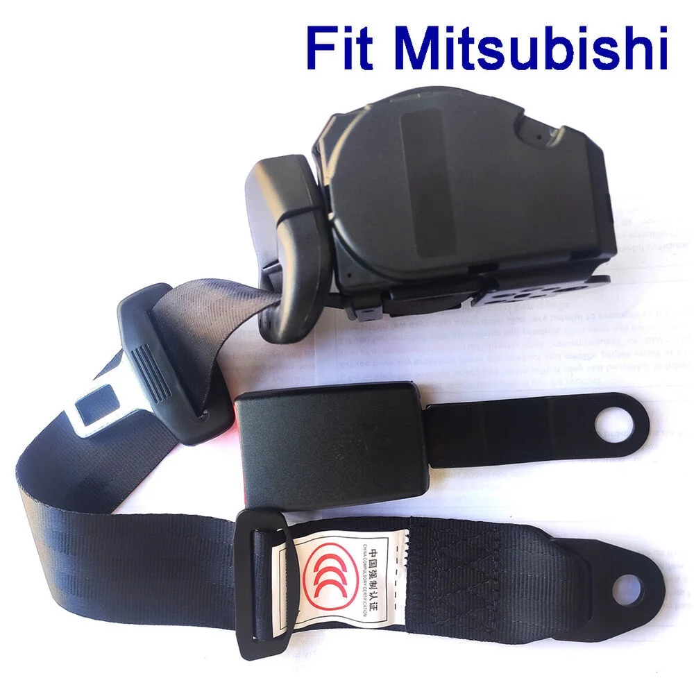 

For Mitsubishi Cars 3-Point Universal Seat Sash Belt Retractor+Hard Stalk Black