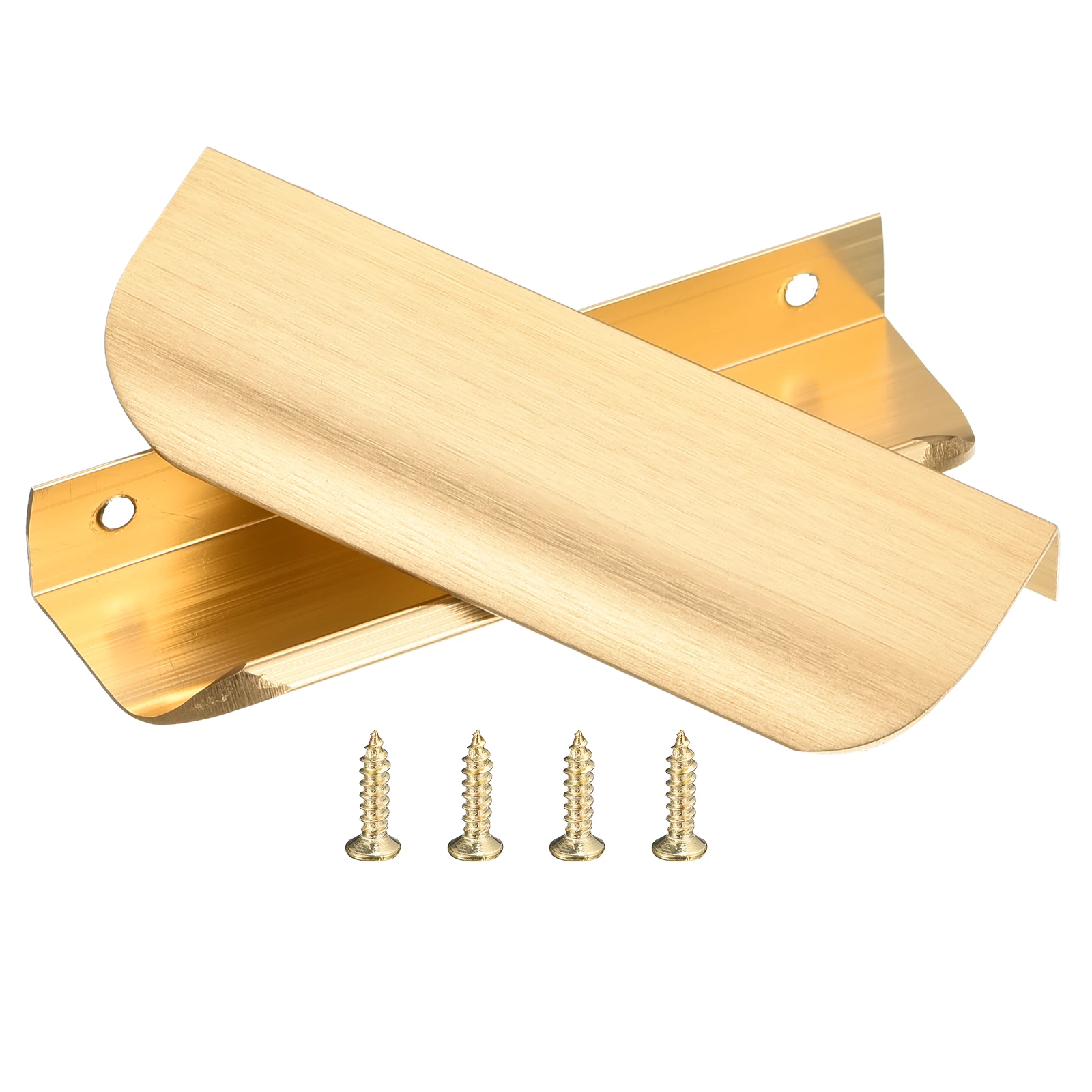 25 Pack Finger Edge Pull Cabinet Concealed Handles 96mm/128mm/160mm Hole Center Gold