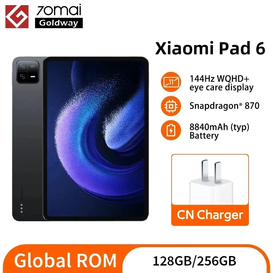 Global ROM Xiaomi Pad 6 Snapdragon 870 128GB 256GB  11'' 2.8K 144Hz LCD Screen Wifi Tab 8840mAh Battery 13MP Camera Mi Tablet PC