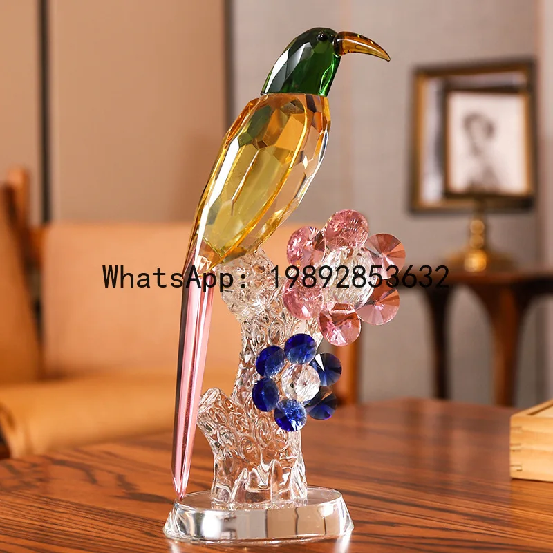 

a17Crystal Bird Stained Glass Handicraft Crystal Psittacula Artificial Animal Sculpture Decorative Figurines Home Decoration