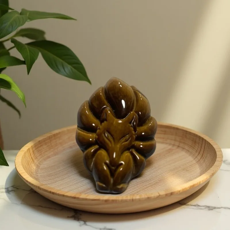 

Natural Tiger's Eye Stone Nine-tailed Fox Pendant, Exquisite, Fashionable and Versatile Ethnic Style Jewelry