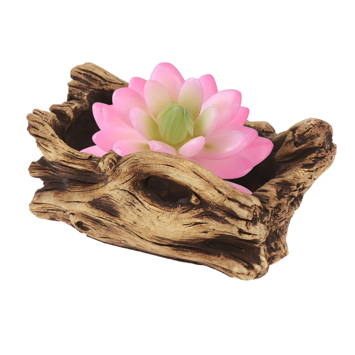 أصيص زهور أسمنتي عتيق مانع للتسرب، تصميم جذع خشبي مقلد، زارع خفيف الوزن للمنزل والمكتب والحديقة، نباتات عصارية