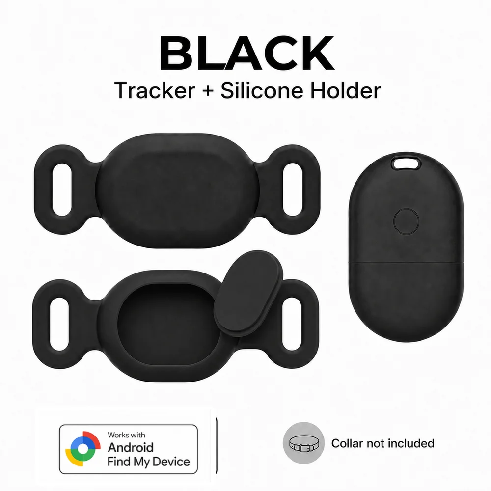 Pet GPS Location Tracker for Dogs & Cats, Works with Google Find My Device, Anti-Lost Tag with Silicone Case, No Monthly Fee