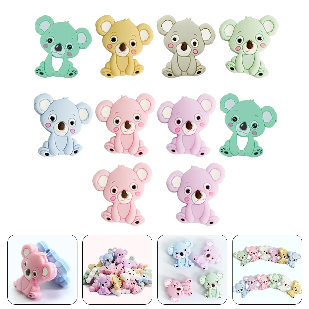 10 Pcs Ilicone Baby Chew Beads Silicone Koala Toy Pacifier Chain Accessories Parts Toddler Newborn Boy Toys