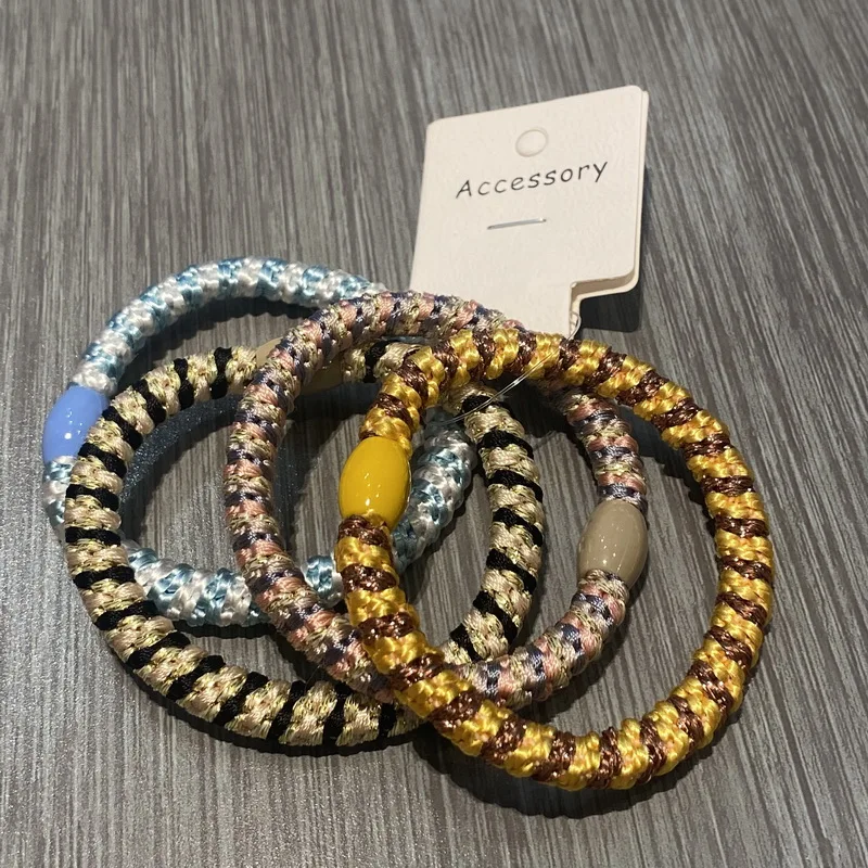 4 pz/set donne alta elastico per capelli cravatta tessere elastici per bracciali capelli spessi corda impastatrici moda knekki haar elastiek