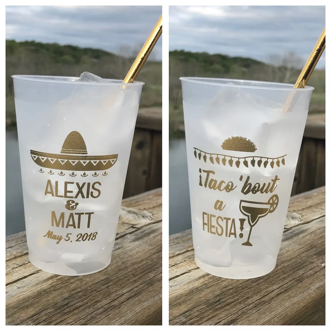 10pcs Fiesta Cups, Personalized, Shatterproof, Monogrammed, Custom, Frosted, Frost Flex, Engagement, Couples Shower, Sombrero, S