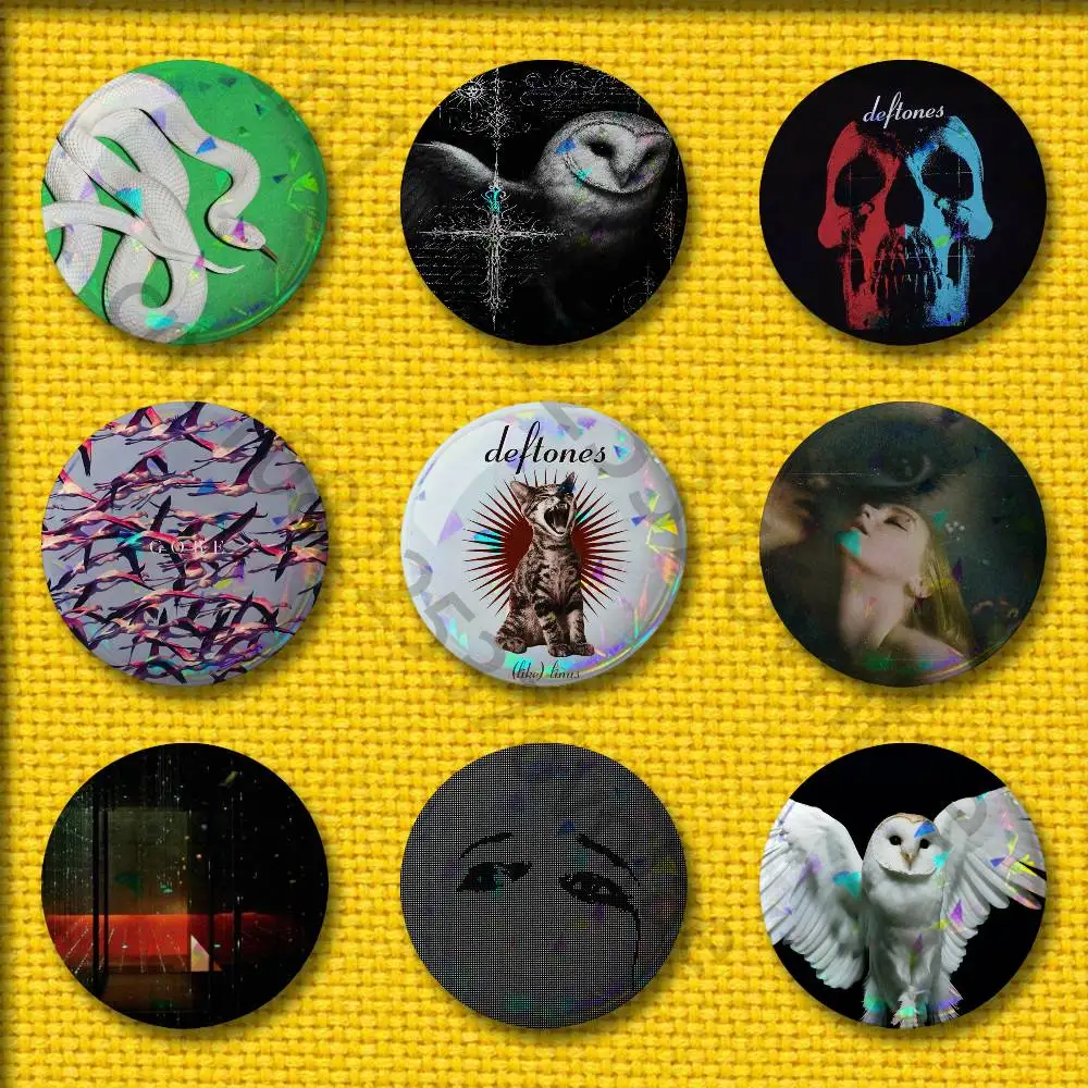 D-Deftones الموسيقى الخاصة الماس عيون شارات 75 مللي متر 25 مللي متر 44 مللي متر 32 مللي متر 58 مللي متر دبوس مستدير بروش تذكارية الملابس تأثيري هدية اكسسوارات #1