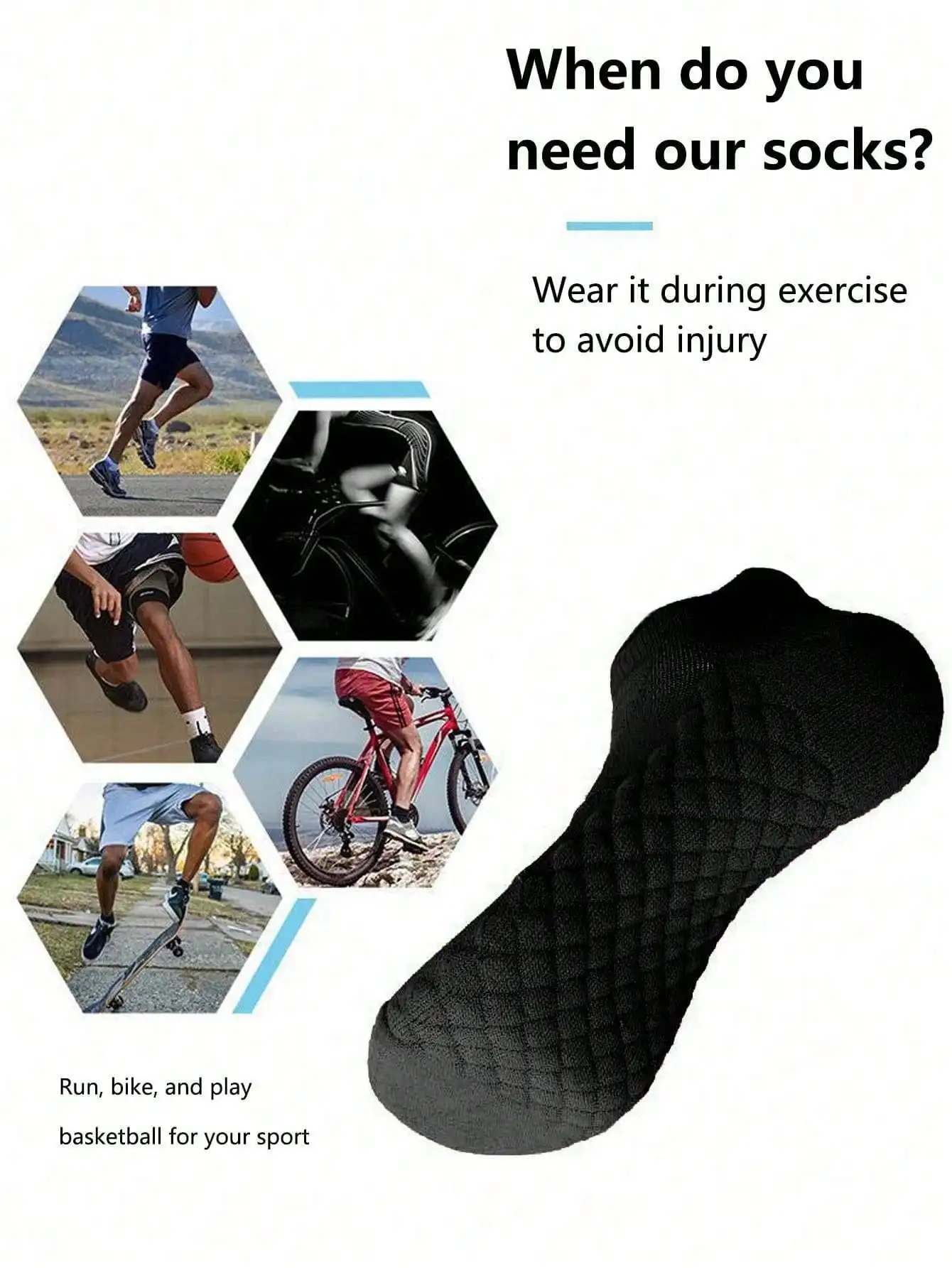 1 pair of outdoor unisex professional sports socks, shock-absorbing and non-slip cycling and running comfortable and breathable