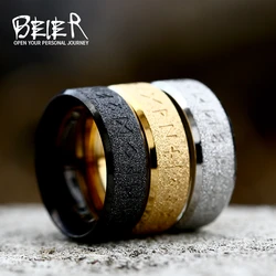 BEIER retro Viking Style Gothic Stainless Steel Simple and fashionable sand surface letters tattoo totem For Men Jewelry BR-R198