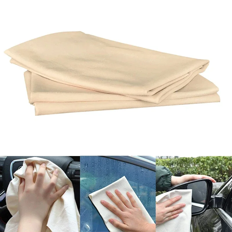 NEW Natural Chamois Clean Genuine Leather Cloth Auto Home Motorcycle Washing Care Quick Dry Car Wash Towel Super Absorbent