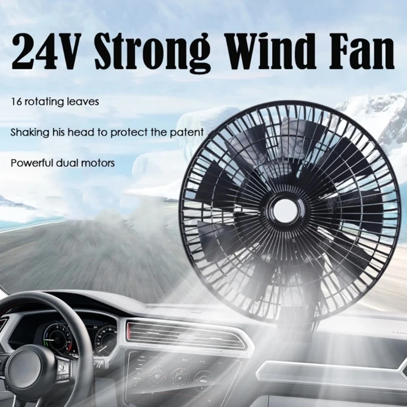 090E Upgrades Car Fan with Flexible Speed Control & Oscillation Travel Friendly Vehicle Fan for Enhances Comfort on road