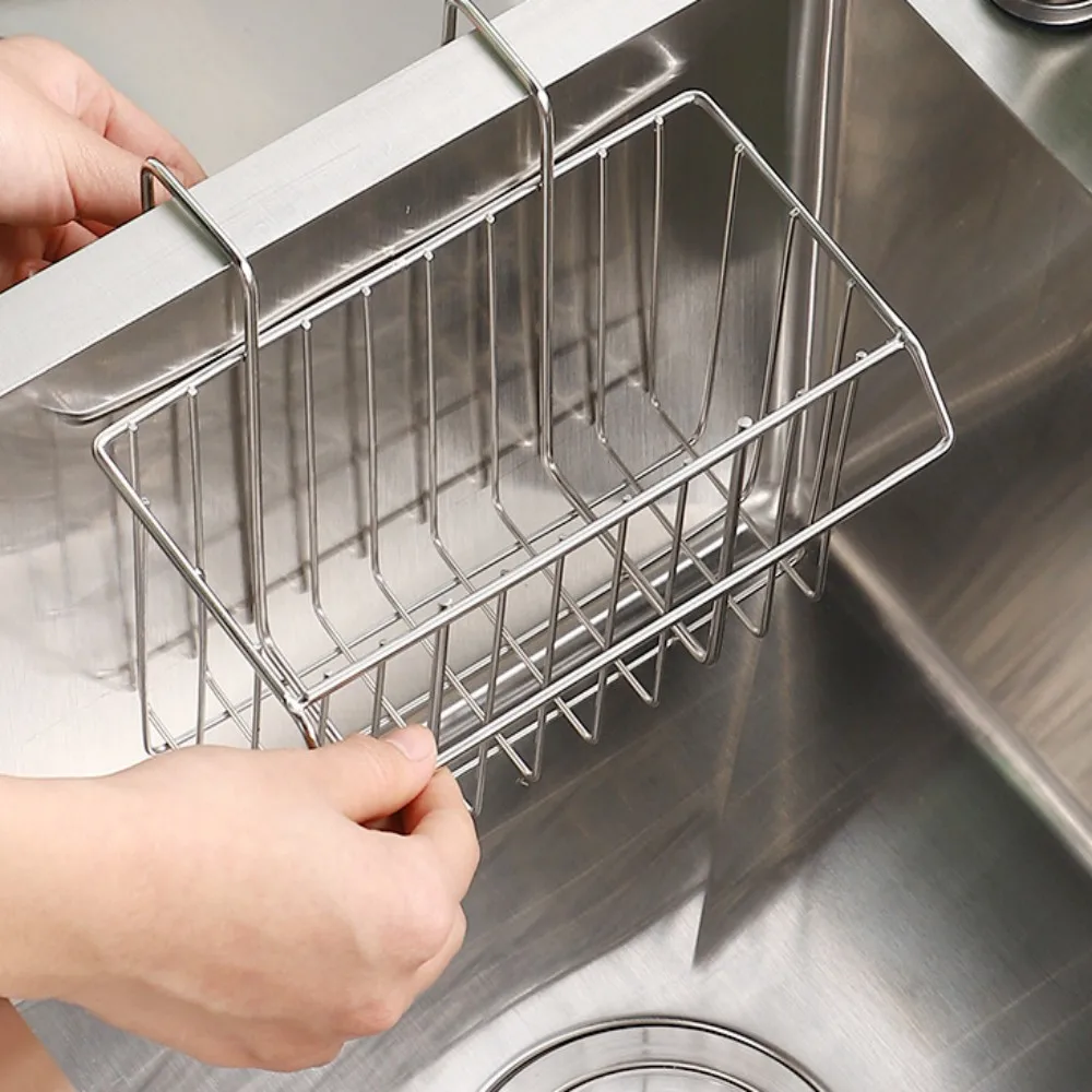 

Kitchen 304 stainless steel sink storage rack, sponge drain rack, cloth storage rack, hanging basket wholesale