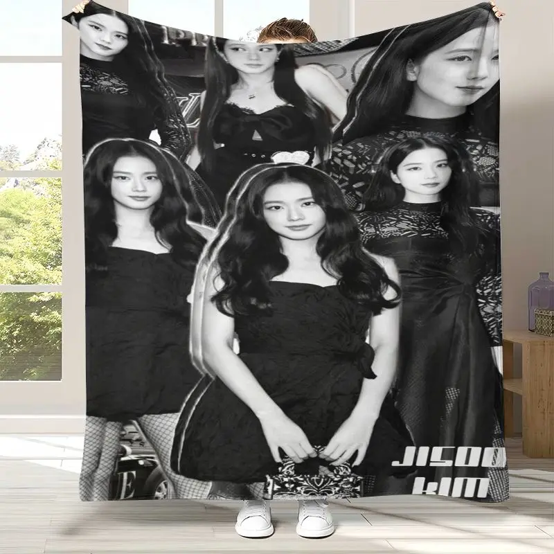 Korean Idol J-Jisoo Solo EYES CLOSED Soft Flannel Throw Blanket,Cozy Warm Blanket for Bed,Sofa,Living Room,Picnic,Camping,Gift