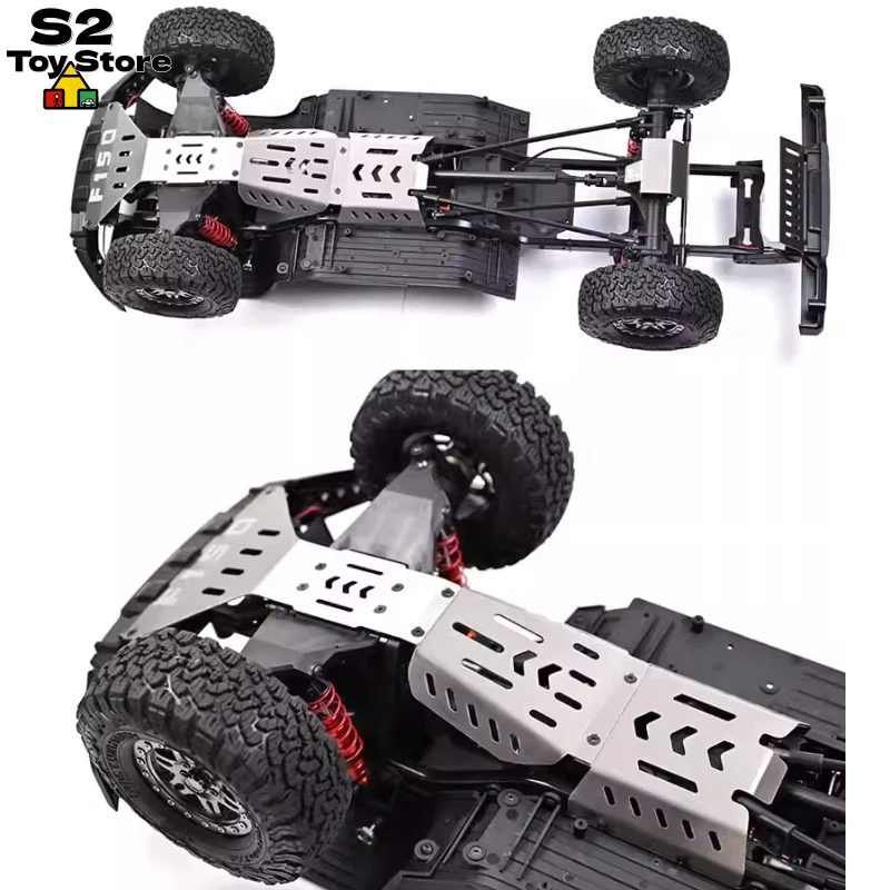 T-POWER Metal Chassis Armor Upgrade Parts For KM 1/8 Raptor F150 RC Model Car Bottom Protective Plate Modification Accessory