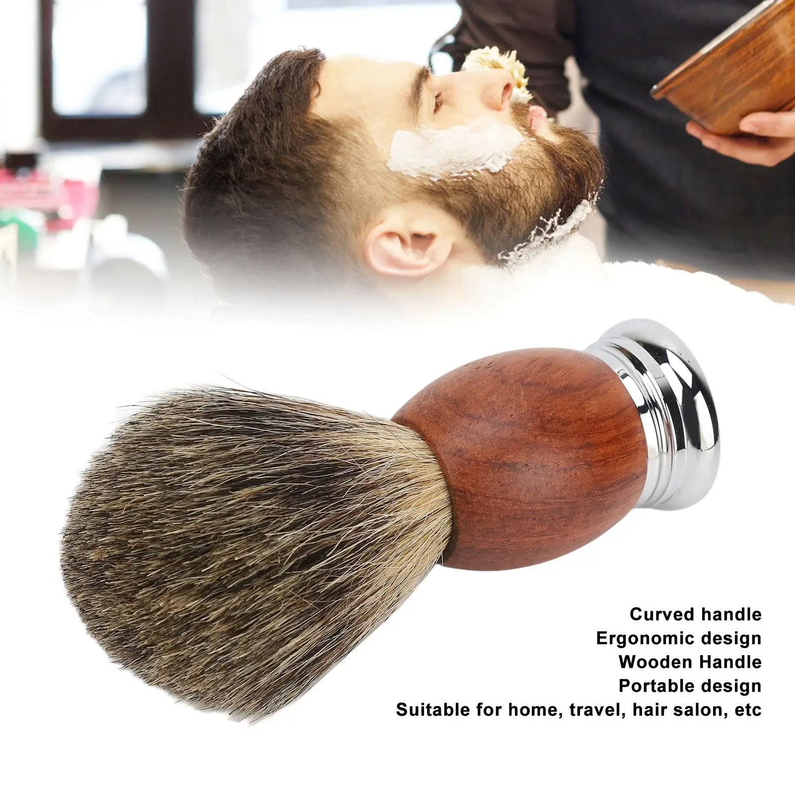 Ergonomic Beard Shaving Brush for face Grooming - for home Travel