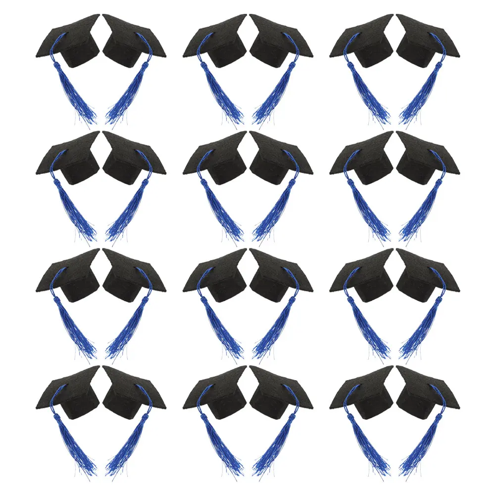 

24 Pcs Mini Graduation Cap Cupcake Toppers Hat Party Hats 2025 Supplies Felt Cloth Decoration