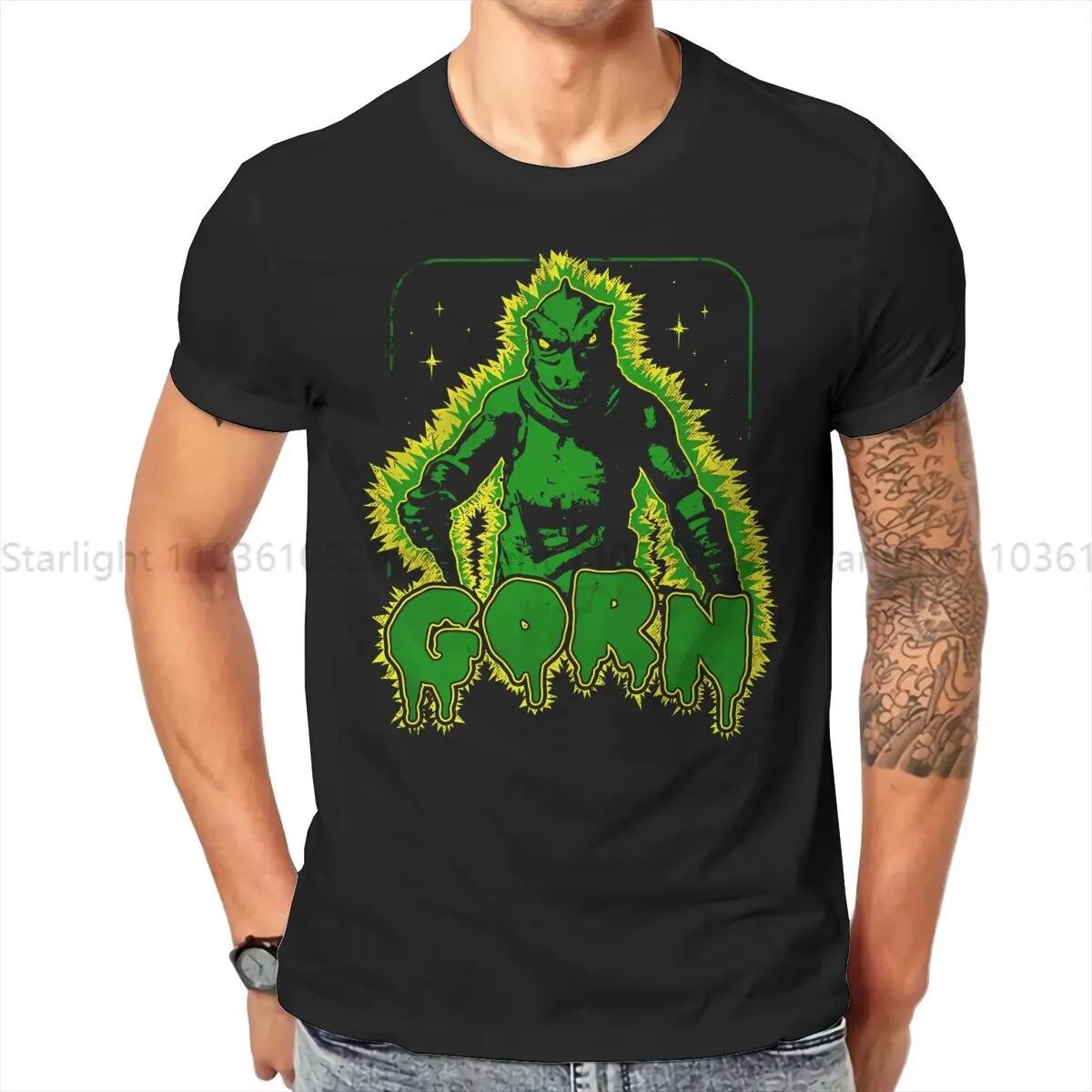 Starr Trrekk TShirt Vintage Cosmic Glowing Gorn Classic T Shirt Oversized Men Clothes Printing