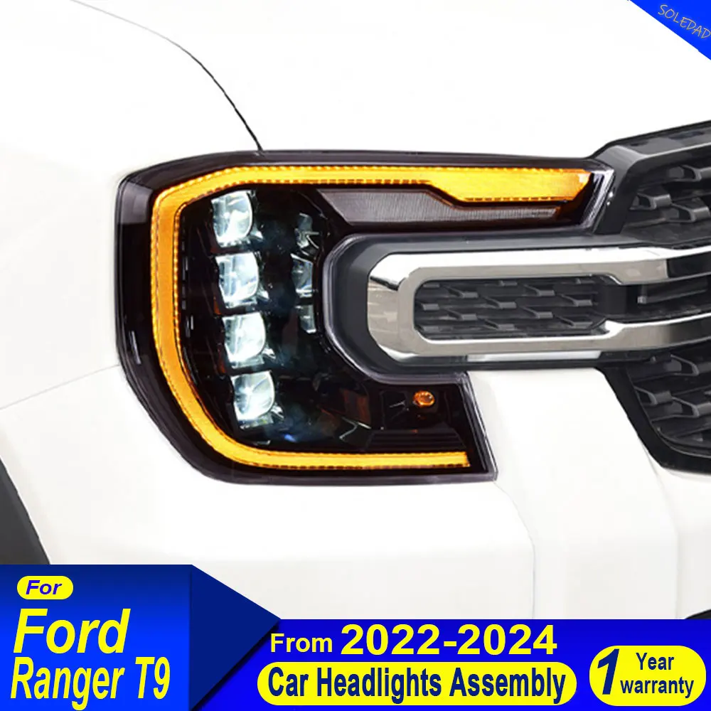 Car Headlight Styling FOR Ford Ranger T9 2021-2023 Upgrade Front Projector Lens Head Lamp LED Bulbs Car Stuff Mobile Accessory