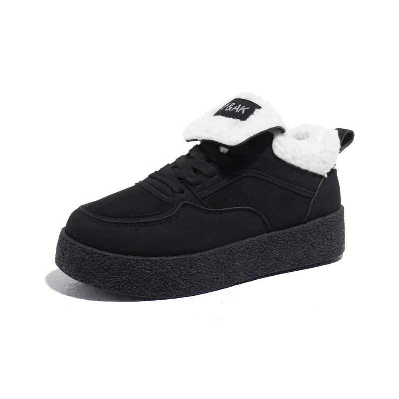 Schoenen Dames 2024 Hoge dames vulcaniseer schoenen Veterschoenen Dames Sneakers Ronde neus Plat met warme outdoor dames casual schoenen