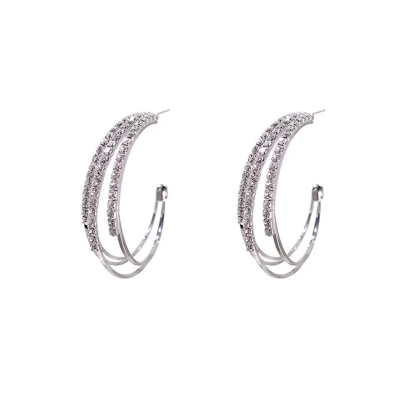 Mode hyperbolische Creolen Set für Frauen Silber Farbe runden Kreis Ohrring weibliche trend ige Damen Party Schmuck Geschenk