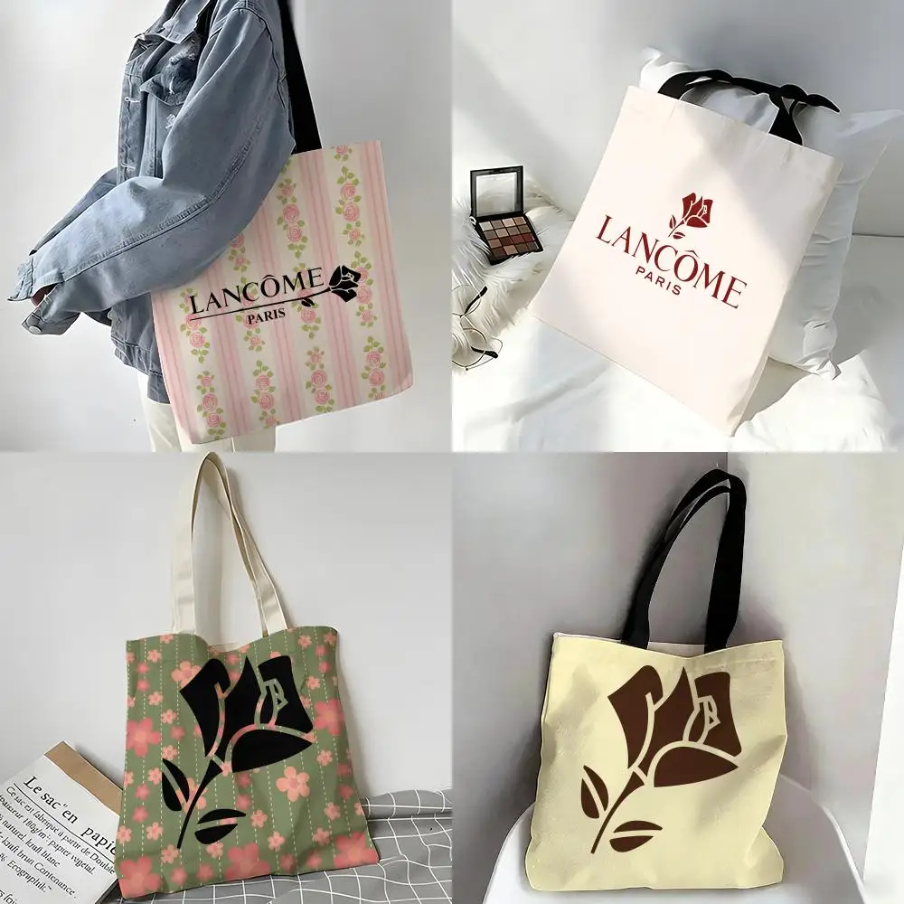 Bolsas de almacenamiento, bolso de hombro portátil informal, bolso de compras ligero, bolso de lino reutilizable, moda L-LANCOME