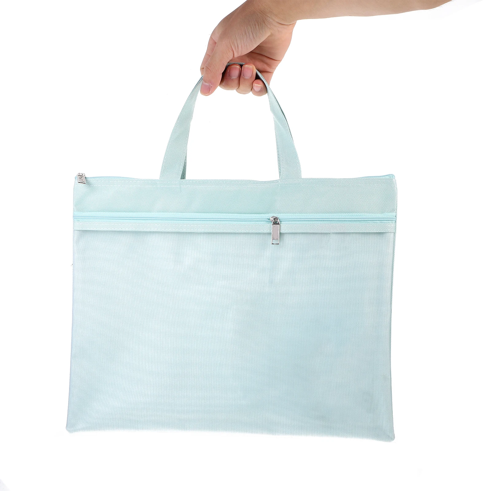 

A4 Large Capacity File Bags Handheld Zipper Pouch Green Document Storage Folder Nylon Files Pouches Portable Organizer