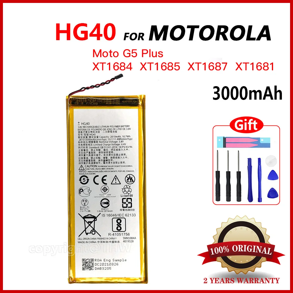 

Original HG40 Battery For Motorola Moto G5 PLUS G5+ G5P XT1685 MXT1677 XT1687/XT1684/ XT1686 real Capacity Mobile Phone Batteria