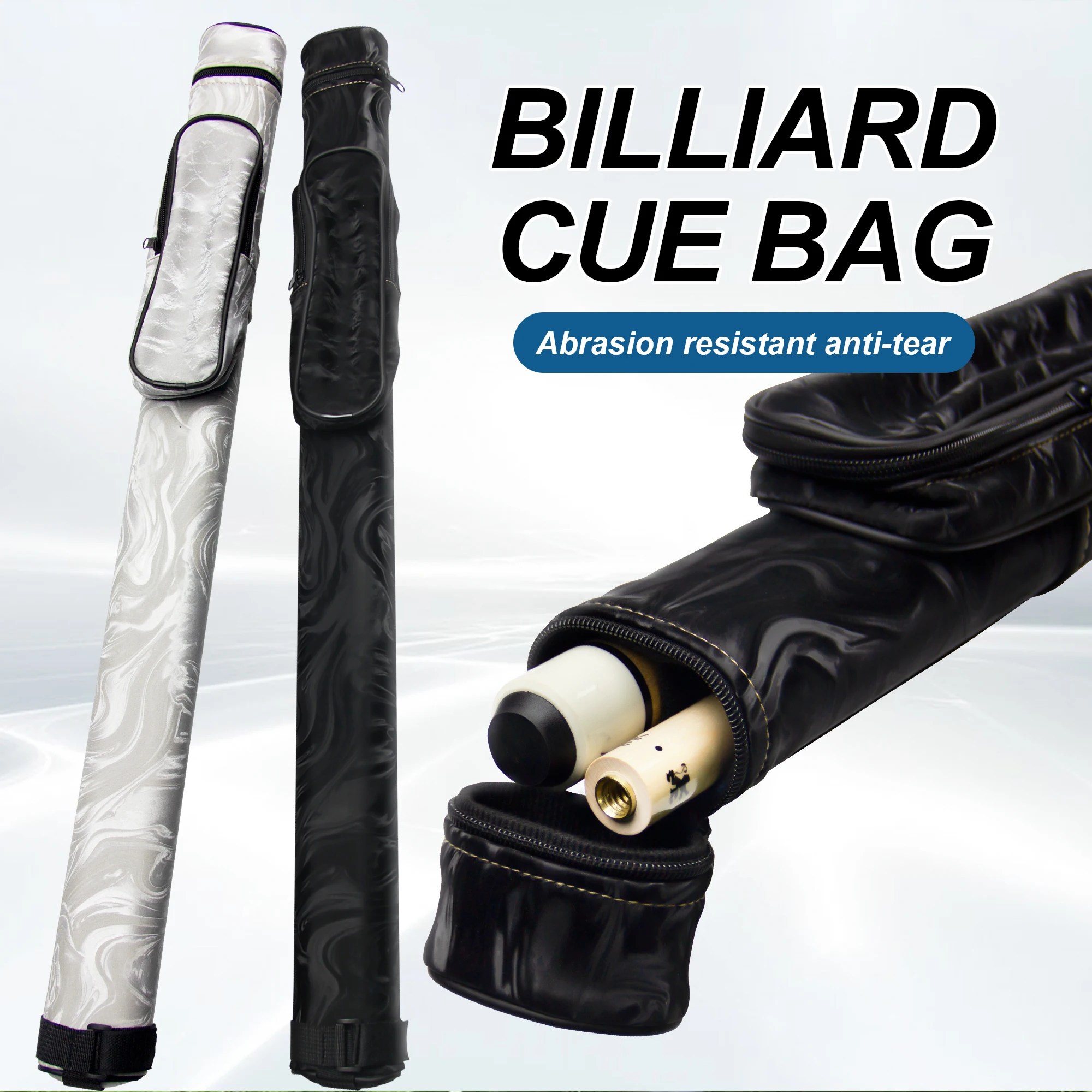 Professional Billiard Cue Backpack Case - Holds 2 Split Cues & Accessories 32inch Tube Snooker/3 Cushion Pool Stick Carry Bag