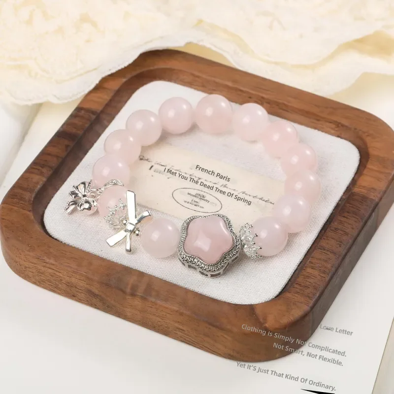 "Cherry Sweet Wine" Natural Horse Noodles Crystal Bracelet 13mm Original Design Cute and Delicate Big Beads to Whip Peach