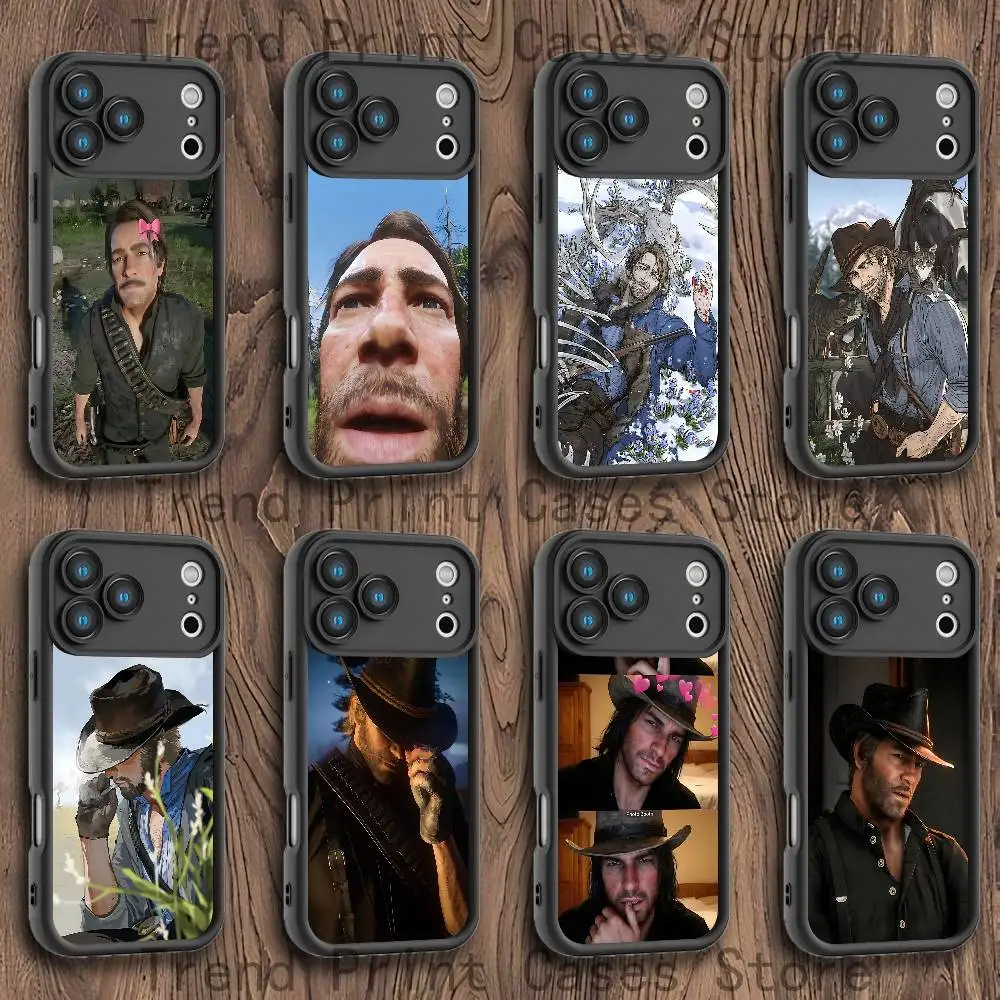 

A-Arthur M-Morgan Phone Case For iPhone 17,16,15,14,13,12,11,Pro,Max,Plus,X,XS,SE4,E,Mini Black Thickened border Case