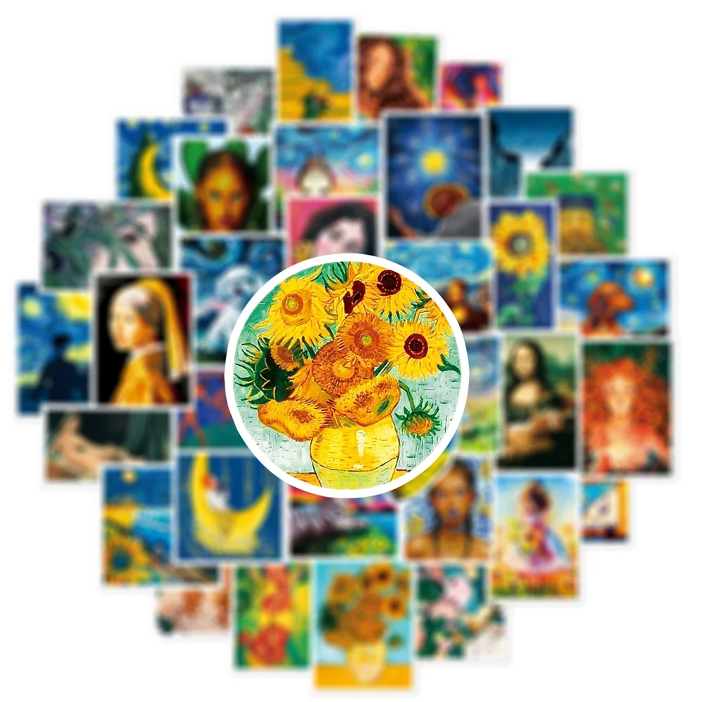 50PCS Europe and The United States Art Oil Painting Graffiti Waterproof Stickers Creative Personality Decoration Decals Toys
