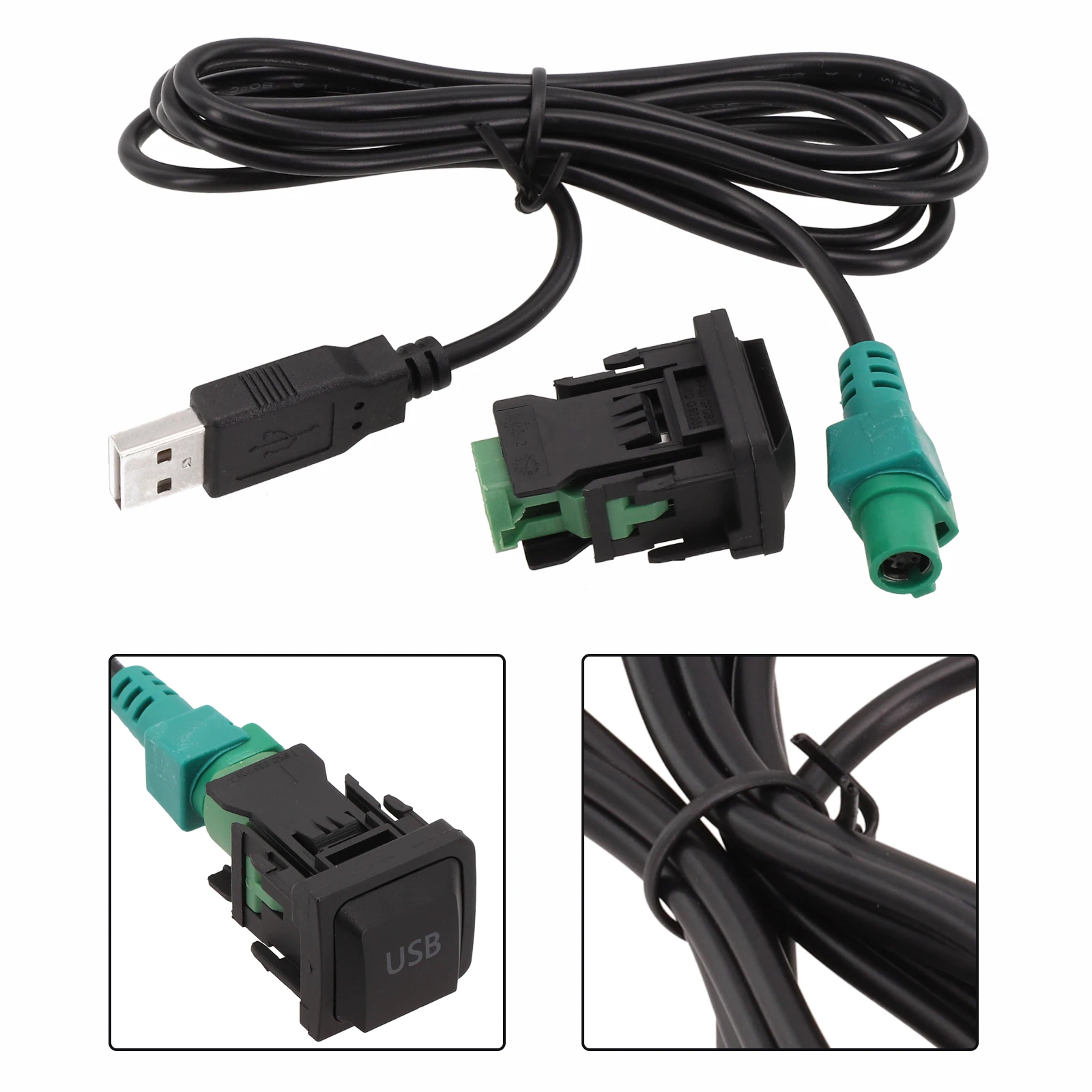 Car Dashboard USB Adapter USB Cable Switch High-speed Data Transmission Flush-mount Adapter Quick Installation