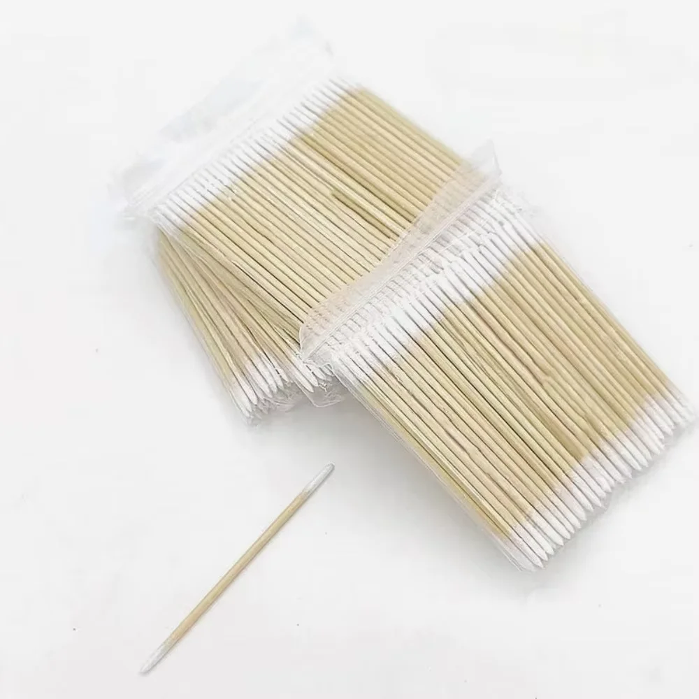 Disposable Ultra-small Double-end Wood Cotton Swab 100pcs Lint Free Micro Brushes Eyelash Extension Glue Removing Tools