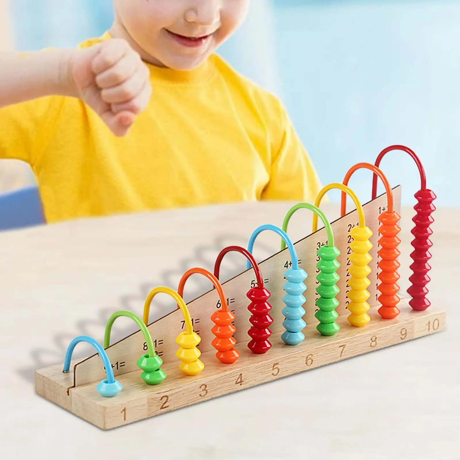 Addition and Subtraction Counting Toy Preschool Learning Toys Wooden Abacus Wood Counting Frame for Preschool Children Kids