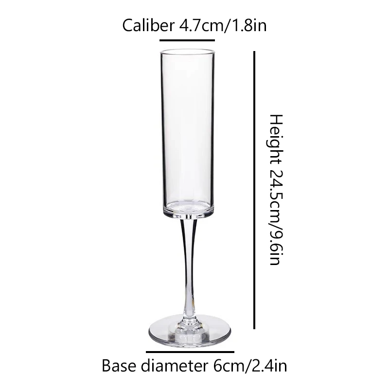 6OZ Champagnerglas-Cocktailbecher, Champagnerglas, Rotweinglas, Plastikbecher mit abnehmbarem Gewinde, hoher Fußbecher, Getränkebecher