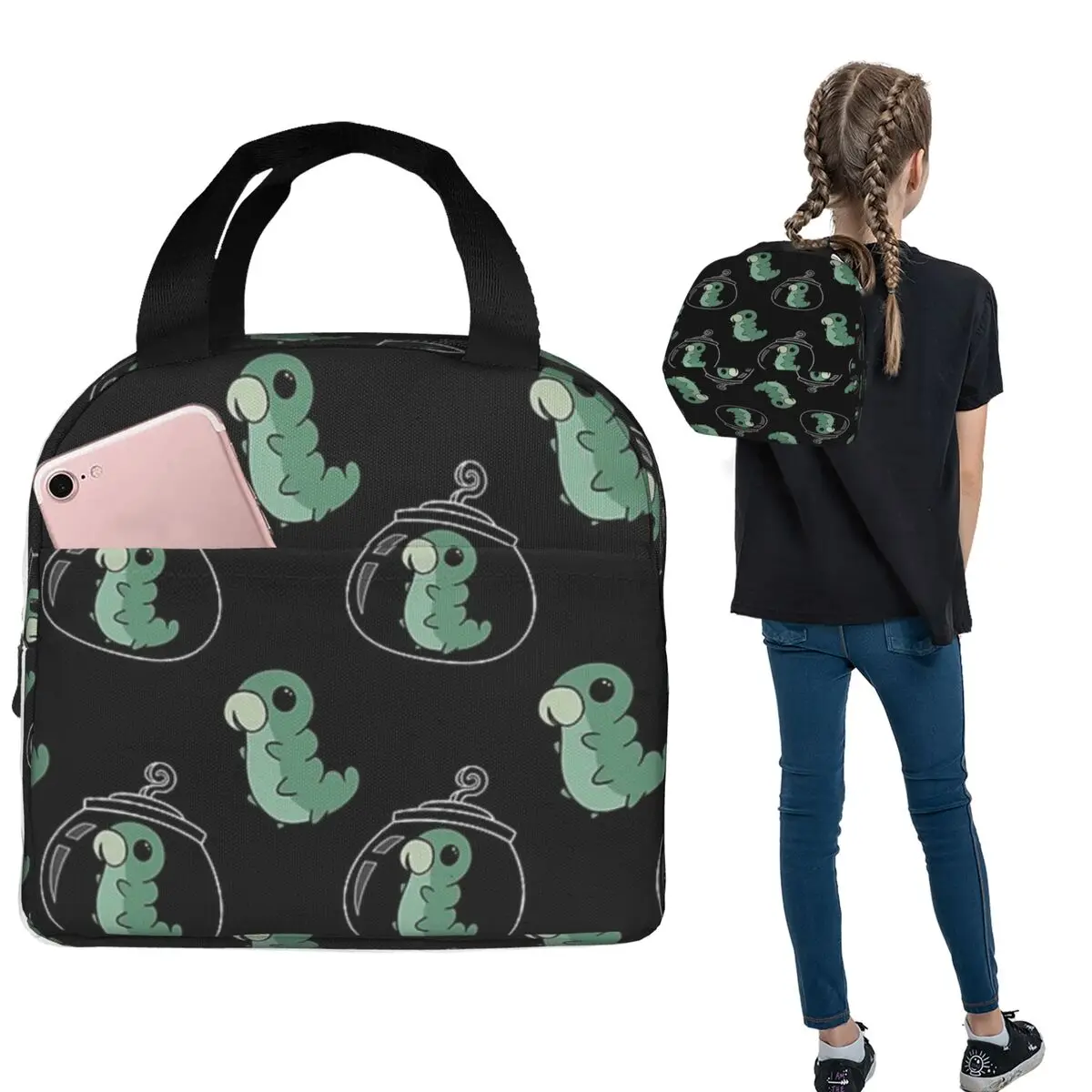 Hollow Knight Grub Pattern Insulated Lunch Bag for Women Kids Leakproof Food Boxes Thermal Lunch Box Tote